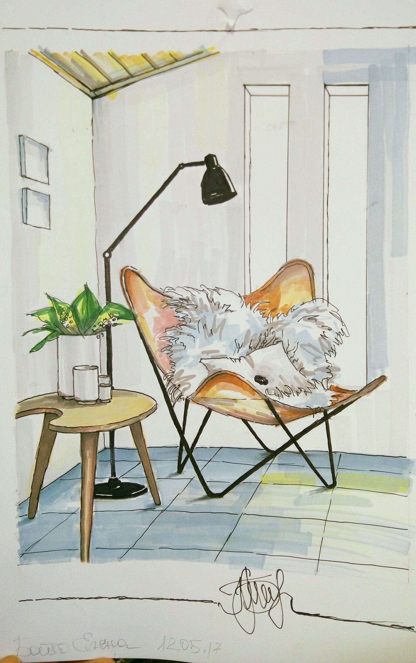 Как рисовать интерьер в стиле скетчинг