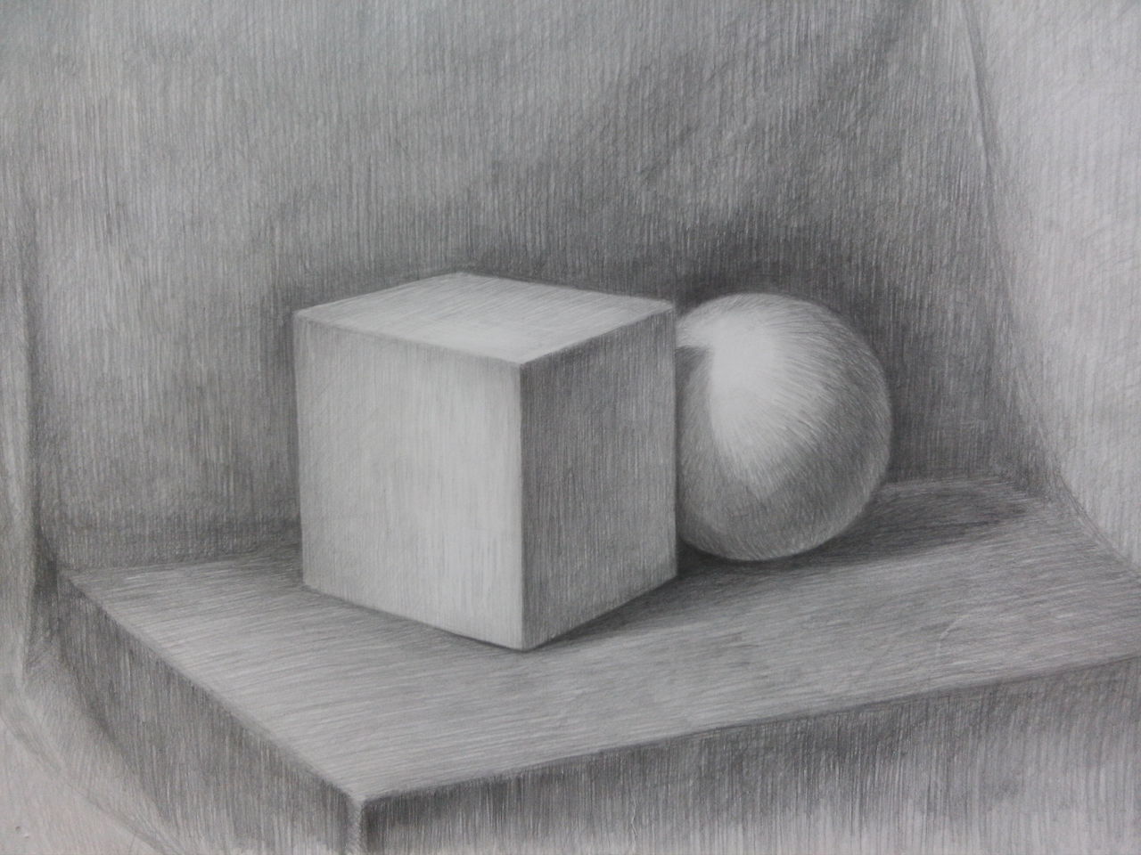 курсы академического рисунка - куб и шар