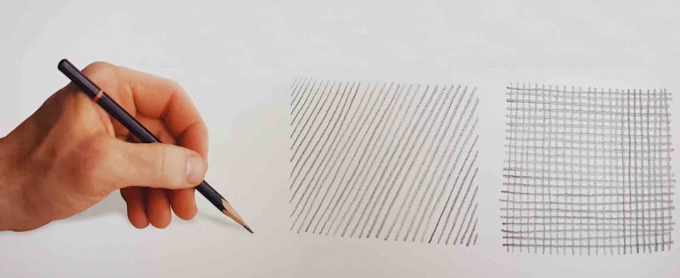 Штриховка одной линией карандашом