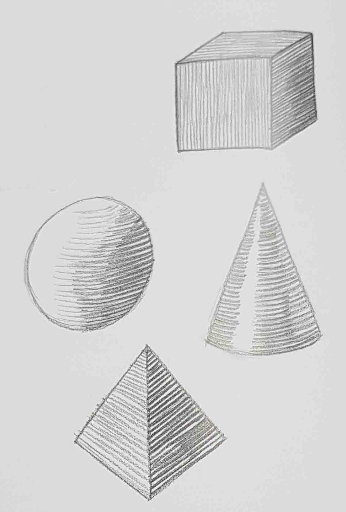 штриховка объемных объектов карандашом