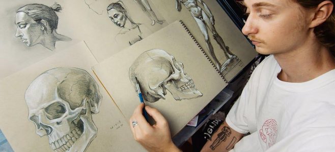 школа академического рисунка рисунок черепа