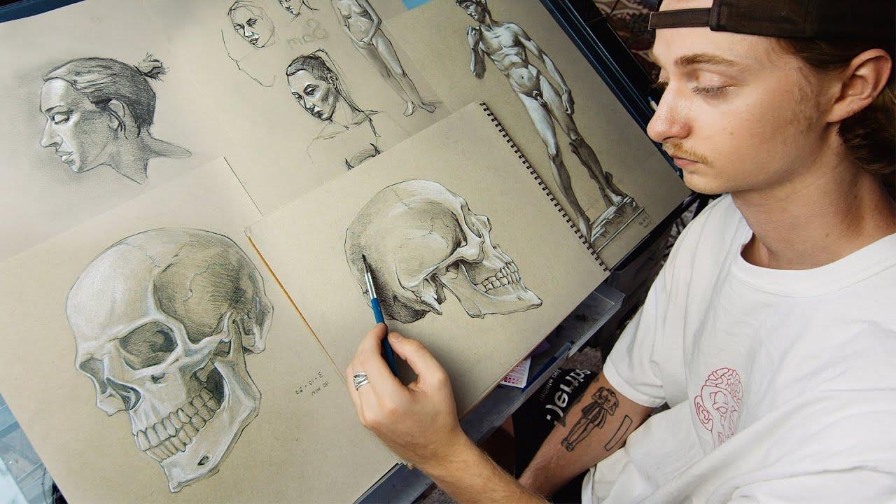 школа академического рисунка рисунок черепа